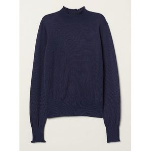 Mock Turtleneck Sweater in dark blue